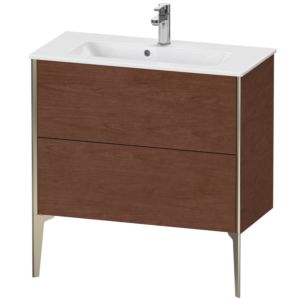 XViu Duravit vasque XV44890B113 81 x 59,4 x 39 cm, noyer américain, 2 coulissants, debout, champagne mat
