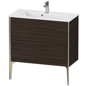 XViu Duravit vasque XV44890B169 81 x 59,4 x 39 cm, noyer brossé, 2 coulissants, debout, champagne mat