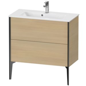 Duravit XViu Waschtisch-Unterschrank XV44890B271 81 x 59,4 x 39 cm, mediterrane eiche, 2 Auszüge, stehend, schwarz matt