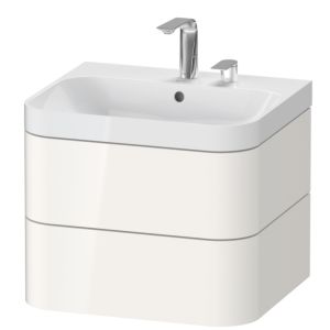 Duravit Happy D.2 Plus vasque à poser HP4345E2222 57,5 x 49 cm, 2 trous pour robinetterie, brillant blanc , 2 tiroirs