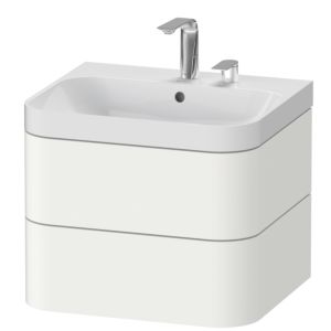 Duravit Happy D.2 Plus vasque à poser HP4345E3636 57,5 x 49 cm, 2 trous pour robinetterie, blanc , 2 tiroirs