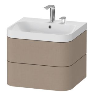 Duravit Happy D.2 Plus vasque à poser HP4345E7575 57,5 x 49 cm, 2 trous pour robinetterie, lin, 2 tiroirs