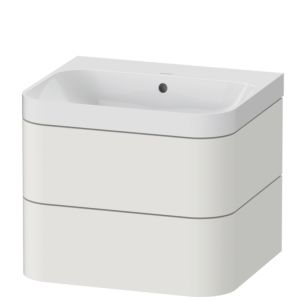 Duravit Happy D.2 Plus Möbelwaschtisch HP4345N3939 57,5 x 49 cm, ohne Hahnloch, nordic weiß seidenmatt, 2 Schubkästen