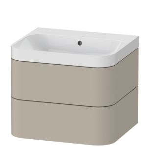 Duravit Happy D.2 Plus Möbelwaschtisch HP4345N6060 57,5 x 49 cm, ohne Hahnloch, taupe seidenmatt, 2 Schubkästen