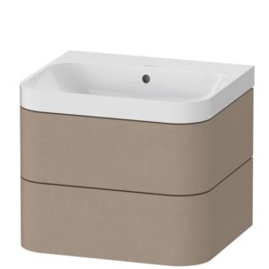 Duravit Happy D.2 Plus vasque à poser HP4345N7575 57,5 x 49 cm, sans trou pour robinetterie, lin, 2 tiroirs