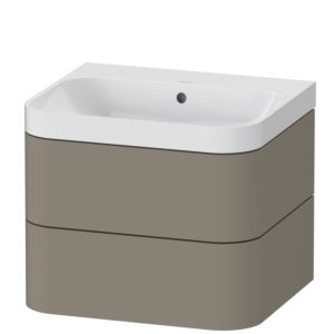 Duravit Happy D.2 Plus Möbelwaschtisch HP4345N9292 57,5 x 49 cm, ohne Hahnloch, steingrau seidenmatt, 2 Schubkästen