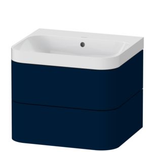 Duravit Happy D.2 Plus Möbelwaschtisch HP4345N9898 57,5 x 49 cm, ohne Hahnloch, nachtblau seidenmatt, 2 Schubkästen