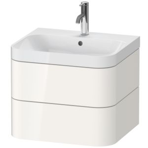 Duravit Happy D.2 Plus Möbelwaschtisch HP4345O2222 57,5 x 49 cm, 1 Hahnloch, weiß hochglanz, 2 Schubkästen