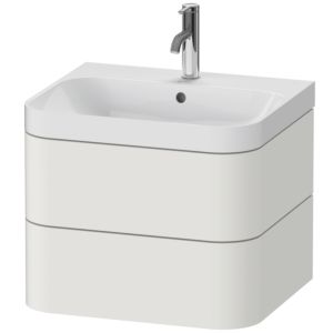 Duravit Happy D.2 Plus Möbelwaschtisch HP4345O3939 57,5 x 49 cm, 1 Hahnloch, nordic weiß seidenmatt, 2 Schubkästen