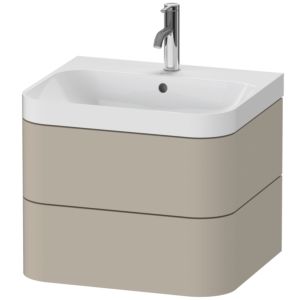 Vasque à poser Duravit Happy D.2 Plus HP4345O6060 57,5 x 49 cm, 1 trou pour robinetterie, finition taupe satiné, 2 tiroirs