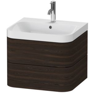 Duravit Happy D.2 Plus Möbelwaschtisch HP4345O6969 57,5 x 49 cm, 1 Hahnloch, nussbaum gebürstet, 2 Schubkästen