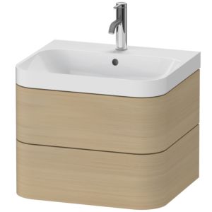 Duravit Happy D.2 Plus vasque à poser HP4345O7171 57,5 x 49 cm, 1 trou pour robinetterie, chêne méditerranéen, 2 tiroirs