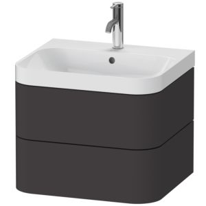 Duravit Happy D.2 Plus lavabo pour meuble HP4345O8080 57,5 x 49 cm, 1 trou pour robinetterie, graphite super mat, 2 tiroirs