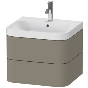 Duravit Happy D.2 Plus Möbelwaschtisch HP4345O9292 57,5 x 49 cm, 1 Hahnloch, steingrau seidenmatt, 2 Schubkästen