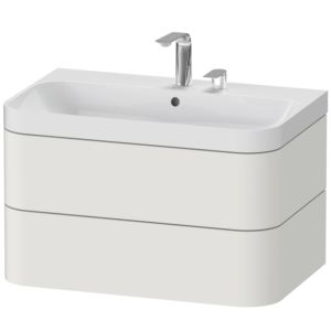 Duravit Happy D.2 Plus Möbelwaschtisch HP4347E3939 77,5 x 49 cm, 2 Hahnlöcher, nordic weiß seidenmatt, 2 Schubkästen