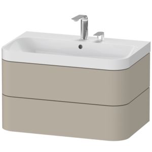 Duravit Happy D.2 Plus vasque à poser HP4347E6060 77,5 x 49 cm, 2 trous robinetterie, finition taupe satiné, 2 tiroirs