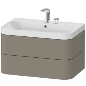 Duravit Happy D.2 Plus Möbelwaschtisch HP4347E9292 77,5 x 49 cm, 2 Hahnlöcher, steingrau seidenmatt, 2 Schubkästen