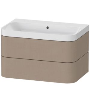 Duravit Happy D.2 Plus Möbelwaschtisch HP4347N7575 77,5 x 49 cm, ohne Hahnloch, leinen, 2 Schubkästen