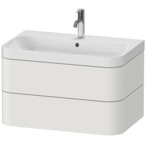 Duravit Happy D.2 Plus vanity washbasin HP4347O3939 77.5 x 49 cm, 1 tap hole, nordic white satin finish, 2 drawers