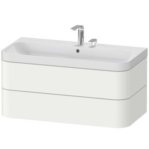 Duravit Happy D.2 Plus vanity washbasin HP4348E3636 97.5 x 49 cm, 2 tap holes, white satin finish, 2 drawers