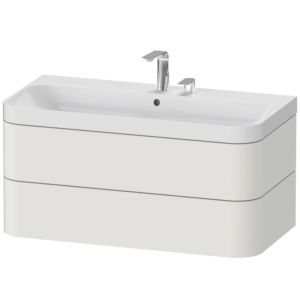 Duravit Happy D.2 Plus Möbelwaschtisch HP4348E3939 97,5 x 49 cm, 2 Hahnlöcher, nordic weiß seidenmatt, 2 Schubkästen
