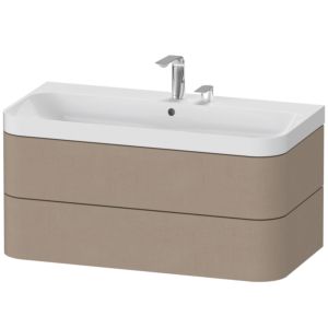 Duravit Happy D.2 Plus Möbelwaschtisch HP4348E7575 97,5 x 49 cm, 2 Hahnlöcher, leinen, 2 Schubkästen