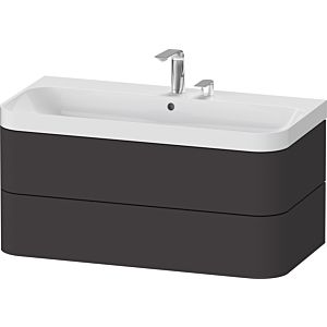 Duravit Happy D.2 Plus Möbelwaschtisch HP4348E8080 97,5 x 49 cm, 2 Hahnlöcher, graphit supermatt, 2 Schubkästen