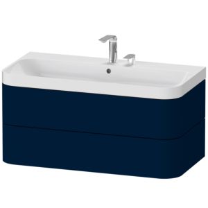 Duravit Happy D.2 Plus Möbelwaschtisch HP4348E9898 97,5 x 49 cm, 2 Hahnlöcher, nachtblau seidenmatt, 2 Schubkästen