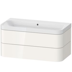 Duravit Happy D.2 Plus Möbelwaschtisch HP4348N2222 97,5 x 49 cm, ohne Hahnloch, weiß hochglanz, 2 Schubkästen
