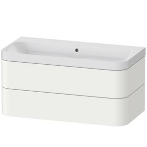 Duravit Happy D.2 Plus Möbelwaschtisch HP4348N3636 97,5 x 49 cm, ohne Hahnloch, weiß seidenmatt, 2 Schubkästen