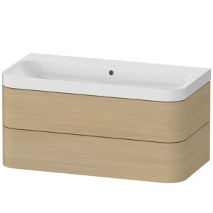 Duravit Happy D.2 Plus vasque à poser HP4348N7171 97,5 x 49 cm, sans trou pour robinetterie, chêne méditerranéen, 2 tiroirs