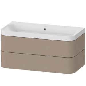 Duravit Happy D.2 Plus vasque à poser HP4348N7575 97,5 x 49 cm, sans trou pour robinetterie, lin, 2 tiroirs