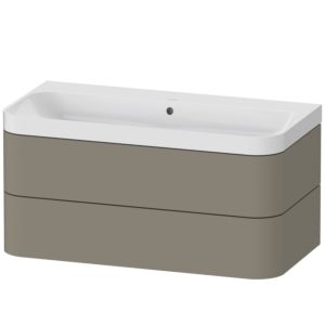 Duravit Happy D.2 Plus vanity washbasin HP4348N9292 97.5 x 49 cm, without tap hole, stone gray satin finish, 2 drawers