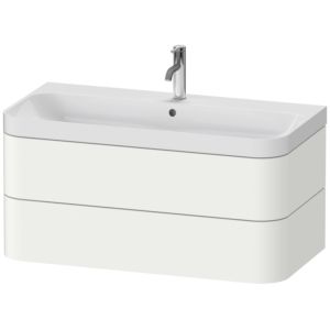 Duravit Happy D.2 Plus Möbelwaschtisch HP4348O3636 97,5 x 49 cm, 1 Hahnloch, weiß seidenmatt, 2 Schubkästen