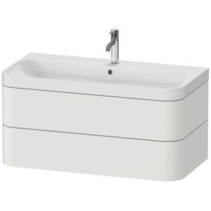Duravit Happy D.2 Plus vanity washbasin HP4348O3939 97.5 x 49 cm, 1 tap hole, nordic white satin finish, 2 drawers