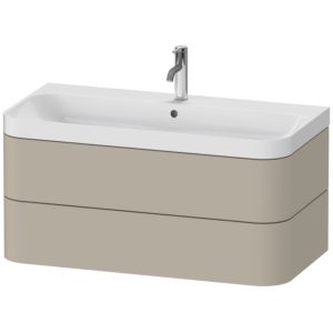 Vasque à poser Duravit Happy D.2 Plus HP4348O6060 97,5 x 49 cm, 1 trou robinetterie, finition taupe satiné, 2 tiroirs