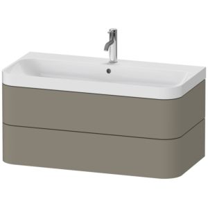 Duravit Happy D.2 Plus vanity washbasin HP4348O9292 97.5 x 49 cm, 1 tap hole, stone gray satin finish, 2 drawers