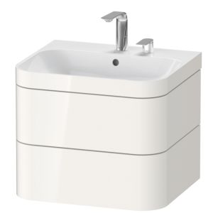 Duravit Happy D.2 Plus vanity unit HP4635E2222 57.5 x 49 cm, 2 tap holes, white high gloss, 2 drawers