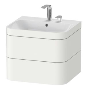 Duravit Happy D.2 Plus Möbelwaschtisch-Unterschrank HP4635E3636 57,5 x 49 cm, 2 Hahnlöcher, weiß seidenmatt, 2 Schubkästen