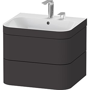 Duravit Happy D.2 Plus Möbelwaschtisch-Unterschrank HP4635E8080 57,5 x 49 cm, 2 Hahnlöcher, graphit supermatt, 2 Schubkästen