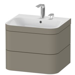 Duravit Happy D.2 Plus Möbelwaschtisch-Unterschrank HP4635E9292 57,5 x 49 cm, 2 Hahnlöcher, steingrau seidenmatt, 2 Schubkästen