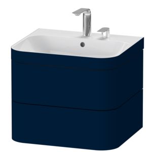 Duravit Happy D.2 Plus vanity unit HP4635E9898 57.5 x 49 cm, 2 tap holes, midnight blue satin finish, 2 drawers