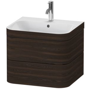 Duravit Happy D.2 Plus Möbelwaschtisch-Unterschrank HP4635O6969 57,5 x 49 cm, 1 Hahnloch, nussbaum gebürstet, 2 Schubkästen