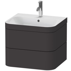 Duravit Happy D.2 Plus vanity unit HP4635O8080 57.5 x 49 cm, 1 tap hole, graphite super matt, 2 drawers