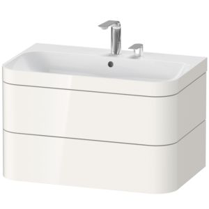 Duravit Happy D.2 Plus Möbelwaschtisch-Unterschrank HP4637E2222 77,5 x 49 cm, 2 Hahnlöcher, weiß hochglanz, 2 Schubkästen