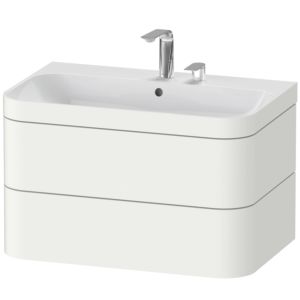 Duravit Happy D.2 Plus Möbelwaschtisch-Unterschrank HP4637E3636 77,5 x 49 cm, 2 Hahnlöcher, weiß seidenmatt, 2 Schubkästen