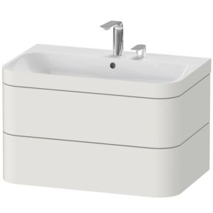 Duravit Happy D.2 Plus Möbelwaschtisch-Unterschrank HP4637E3939 77,5 x 49 cm, 2 Hahnlöcher, nordic weiß seidenmatt, 2 Schubkästen