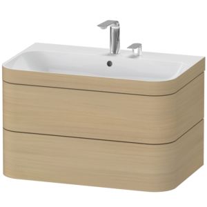 Duravit Happy D.2 Plus vanity unit HP4637E7171 77.5 x 49 cm, 2 tap holes, Mediterranean oak, 2 drawers