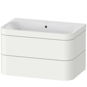 Duravit Happy D.2 Plus furniture vanity unit HP4637N3636 77.5 x 49 cm, without tap hole, white satin finish, 2 drawers