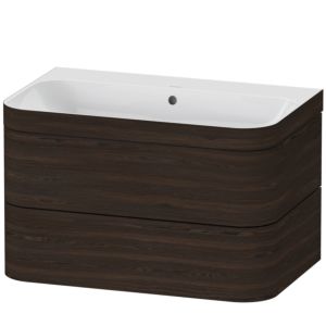 Duravit Happy D.2 Plus Möbelwaschtisch-Unterschrank HP4637N6969 77,5 x 49 cm, ohne Hahnloch, nussbaum gebürstet, 2 Schubkästen